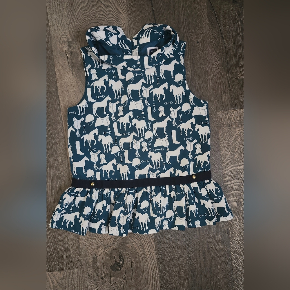Janue and Jack, Sleeveless Peplum Top, Horse Print
